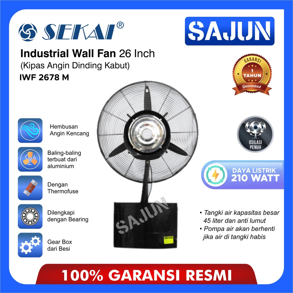 SEKAI Industrial Wall Fan 26 Inch IWF 2678 M / IWF2678M Kipas Angin Dinding Kabut