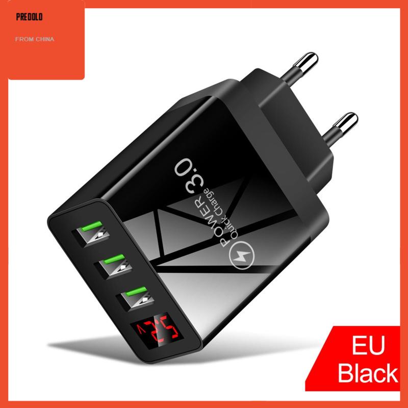 [Predolo] 3usb Digital Display Fast Charging Portable Untuk Travel Charging