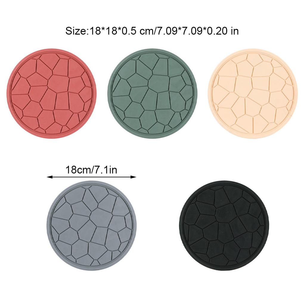 Table Mat Rubber Round Heats Resistant Tatakan Piring Anti Panas Minyak Reusable Household Hotel Coasters Insulation Pad