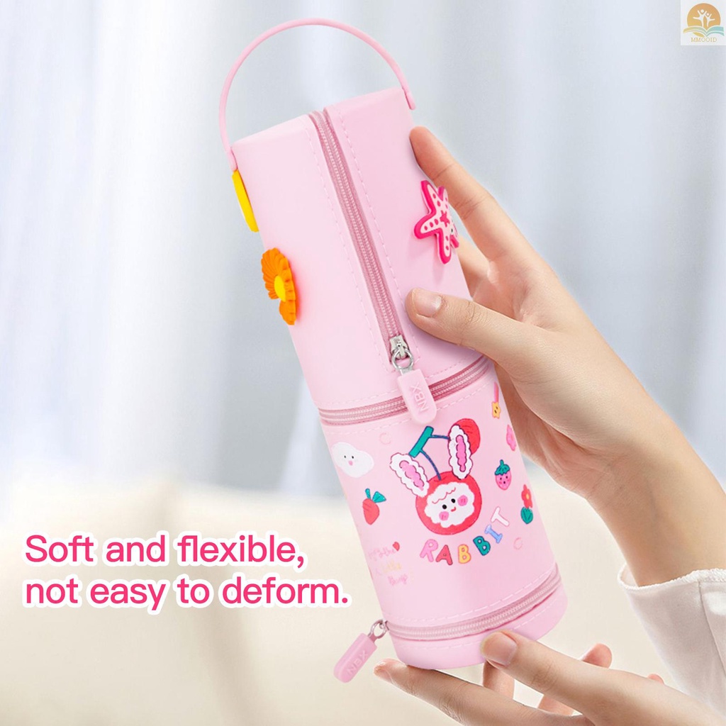 In Stock NBX Silikon Pensil Case Kapasitas Besar Kartun Lucu Tempat Pulpen Tahan Lama Tahan Air Berdiri Tas Pensil Kantong Penyimpanan Alat Tulis Meja Organizer Untuk Siswa Kantor Sekolah B