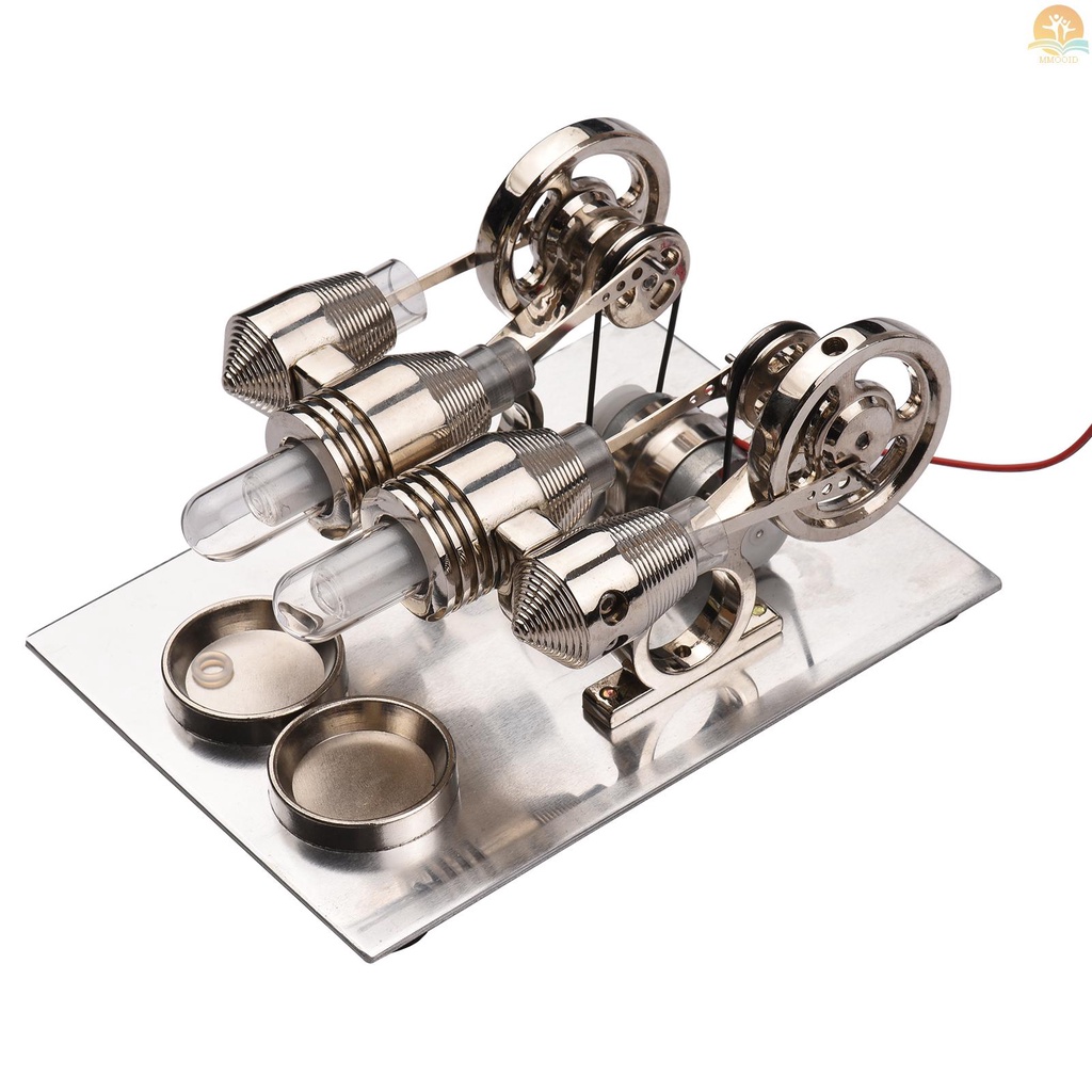 In Stock Stirling Engine Kit Dual Engine Generator Hot Air Model Motor Model Generator Fisik Dengan Desain Roda Gila Percobaan Sains Mainan Edukasi DIY Untuk Guru Dewasa Anak Sc