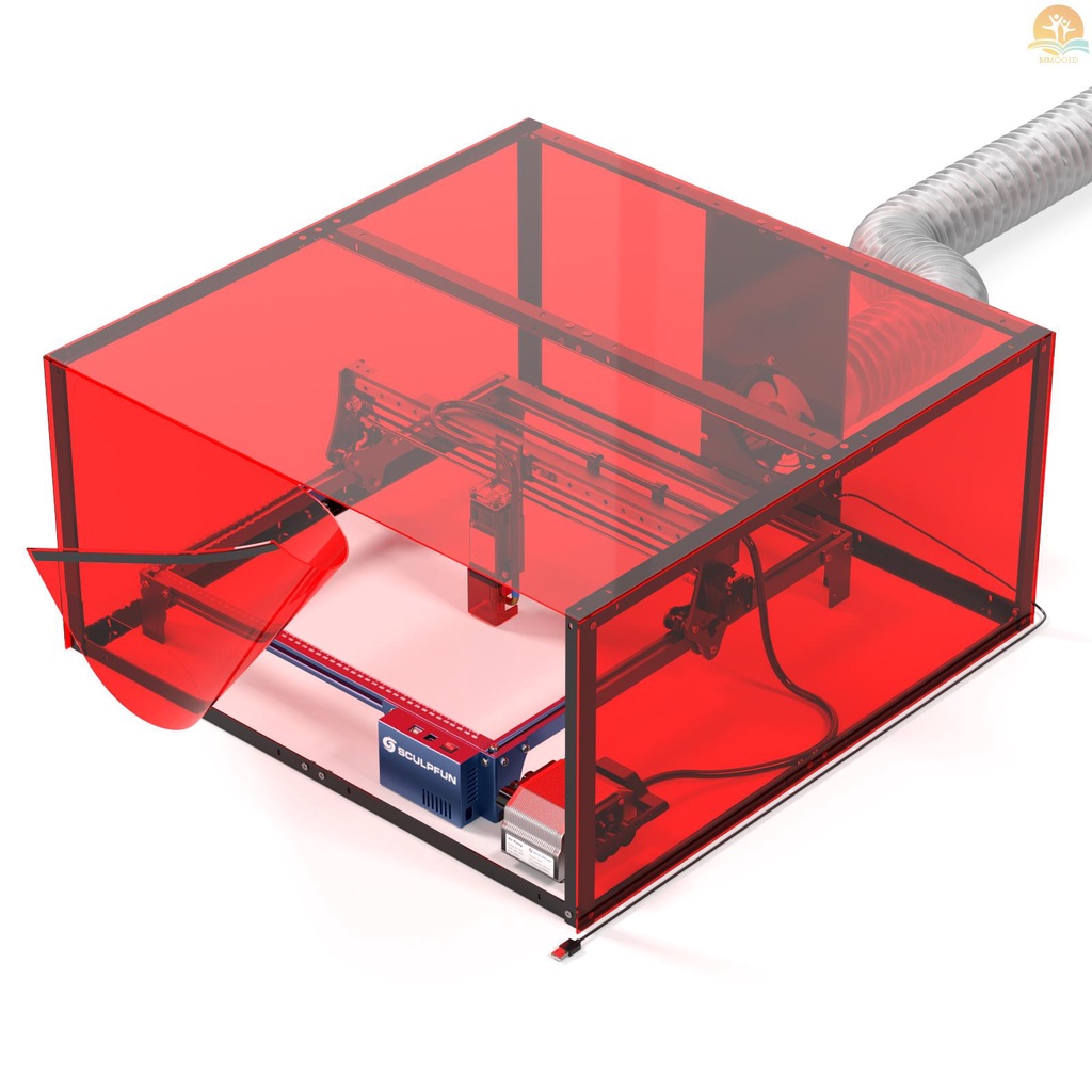 In Stock SCULPFUN Mesin Ukir Laser Kotak Pelindung Tahan Debu 720x720x360mm Knalpot Asap Dengan Kipas Hisap Yang Ampuh Kandang PVC Struktur All-metal Mudah Dipasang