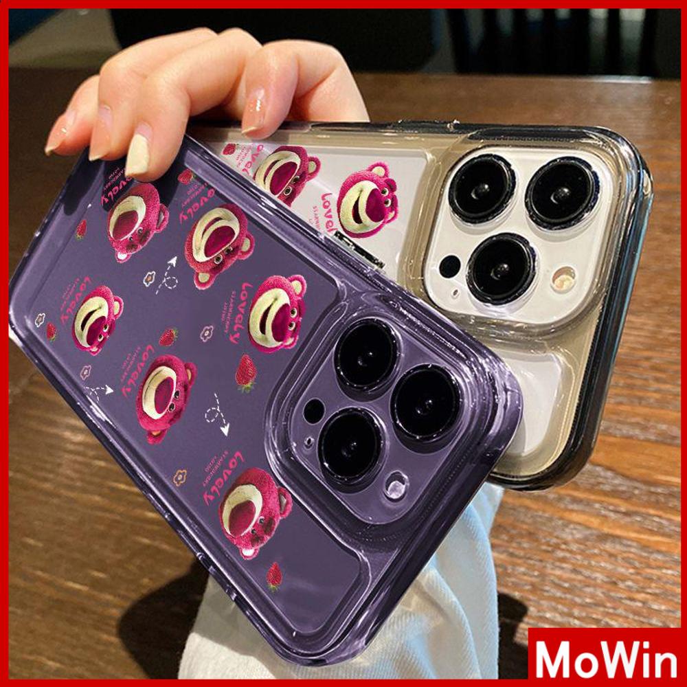 Case iPhone 14 Pro Max iPhone Case Space Hard Acrylic Phone Case Tombol Berlapis Tahan Guncangan Dalam Beruang Merah Muda Lucu Kompatibel dengan iPhone 13 Pro Max 12 Pro Max 11 Xr 6Plus 7Plus 8Plus