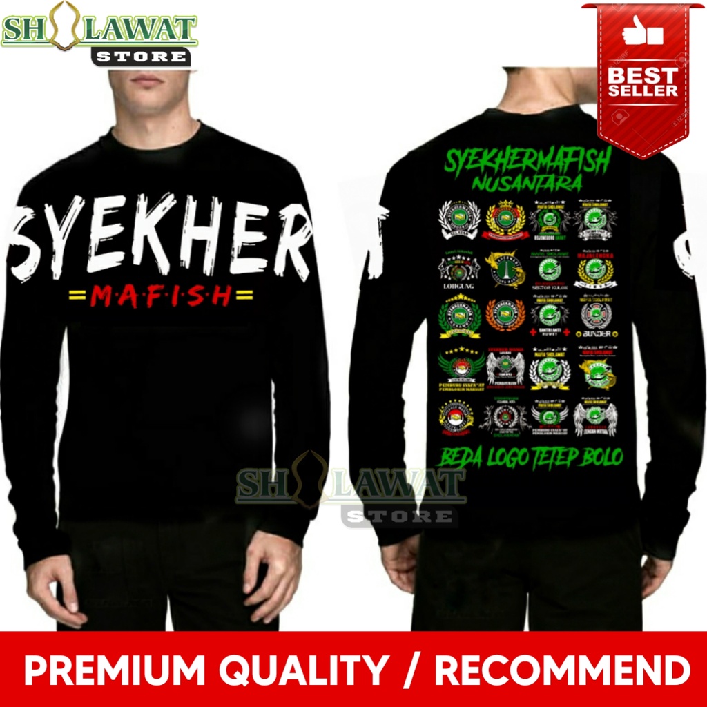 Kaos SyekherMafish Full Lengan Panjang / Kaos Syekher Full Logo / Kaos Syekhermafish Nusantara / Kao
