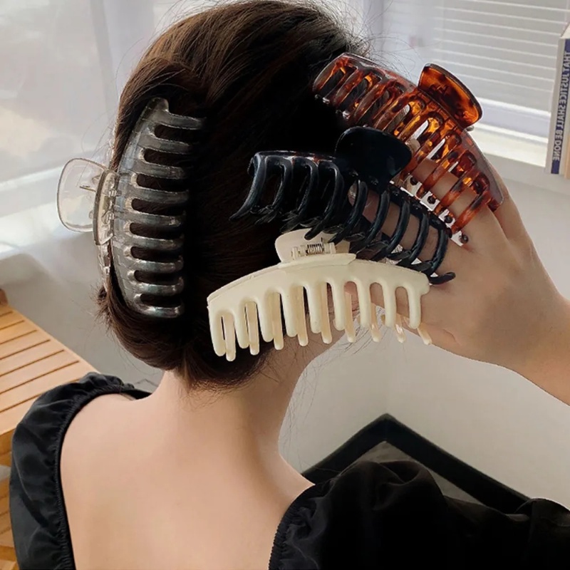 [Ditampilkan] Gadis Korea Rambut Tetap Klip/Musim Panas Wanita Ekstra Besar Hair Claw Clip/Jepit Rambut Kasual Mode Sederhana/Temperamen Hiu Klip Aksesoris Rambut/