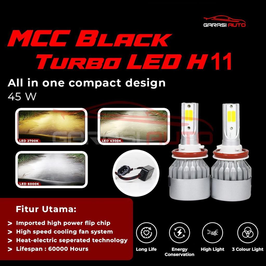 TURBO LED 3 Warna Lampu Foglamp Avanza Xenia Agya Ayla Bohlam H11 H16 H8 Original MCC