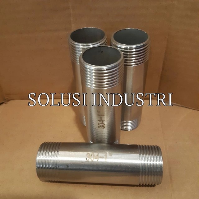 pipa nepel 10 cm stainless 304 drat luar 1" ( inch )
