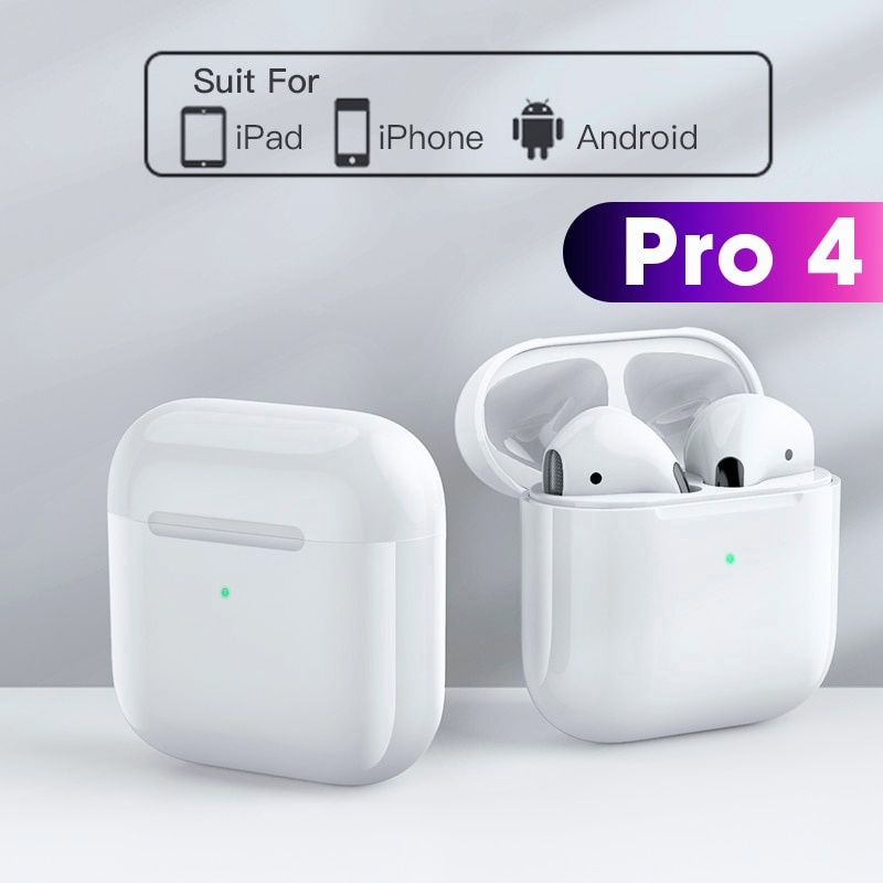 Pro4 Earphones Bluetooth tranducer Wireless earbuds super bass Nirkabel Audio quality Noise Cancella