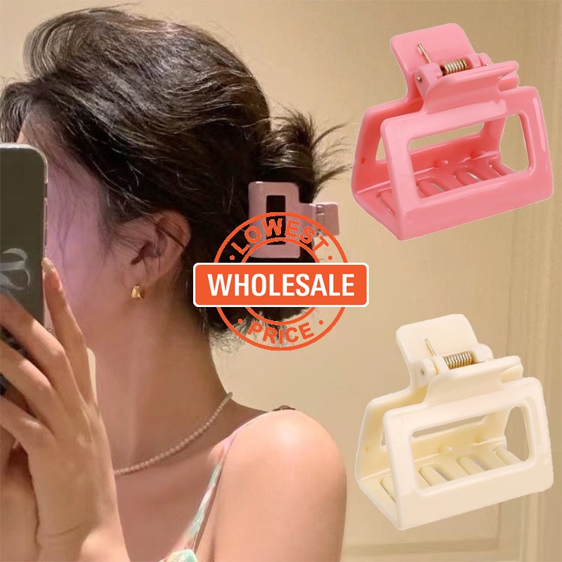 Korean INS Style Daily Bath Shower Makeup Sederhana Wanita Elegan Resin Hiu Klip Aksesoris Rambut Fashion Bentuk Persegi Hair Claw Sweet Fresh Girls Ponytail Holder Jepit Rambut