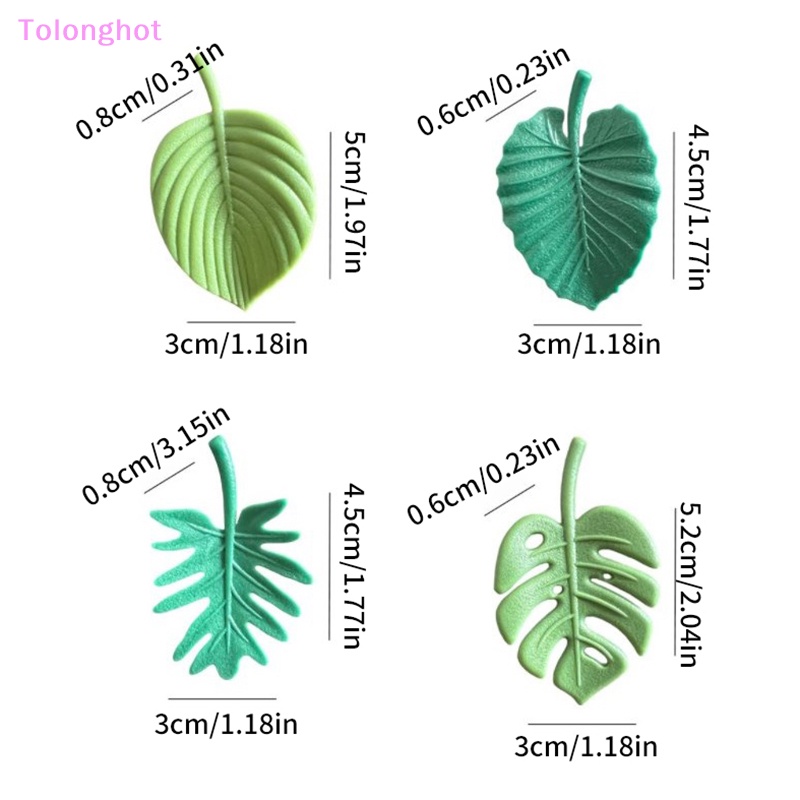 Tolonghot&gt; 4Pcs Magnet Kulkas ABS Stiker Kulkas Mini Tahan Air Memperbaiki Magnet Kulkas Daun Tropis Stiker Kulkas well