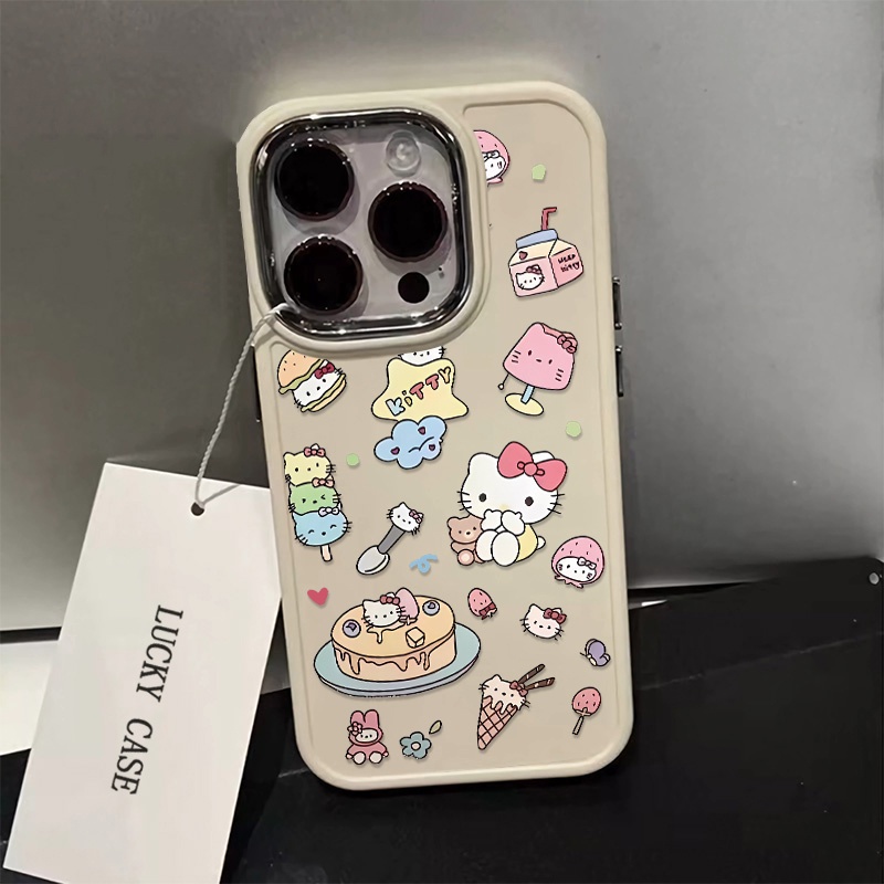 IPHONE Casing Ponsel Silikon Kucing Lucu Kompatibel Untuk Iphone14 13 12 11 Pro Max XS X XR 8 +7Plus Casing Lembut Shockproof Metal Buttons Cover Cell Precticer