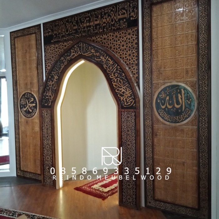 Mihrab Masjid dan Musholla | Mihrab Kayu Jati | Dekorasi Masjid 07-RMW