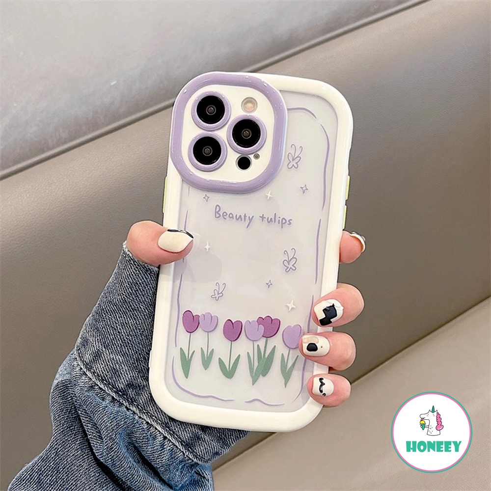 IPHONE Sweet Bingkai Foto Romantis Bunga Putih Casing Ponsel Transparan Kompatibel Untuk Iphone14 13 11 12 Pro Max 14 Pro Cover Lucu