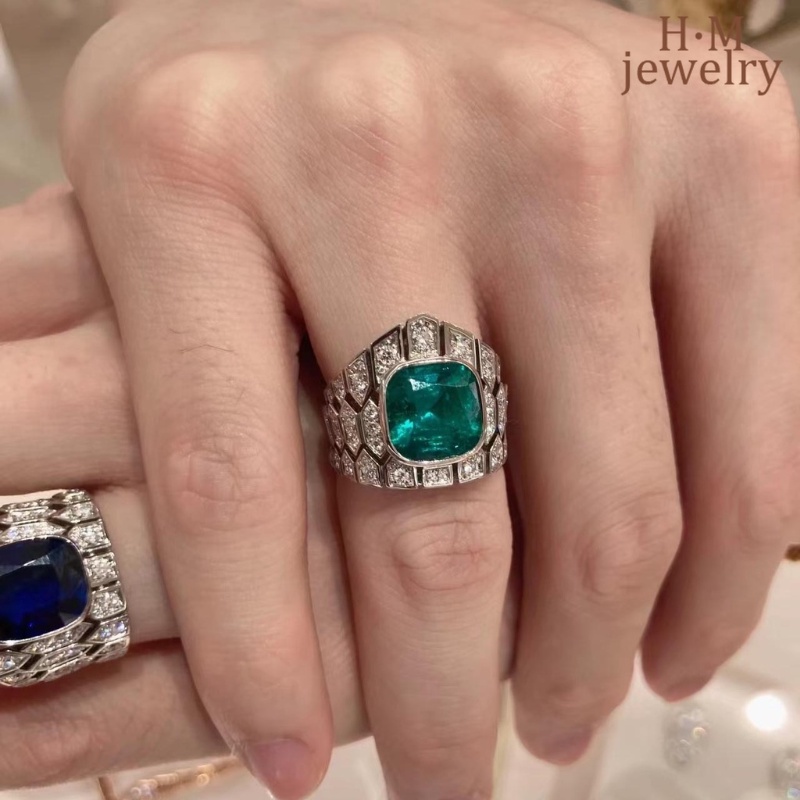 Cincin Zamrud Serpentine Mewah Fashion Elegan Ornamen Berlian Hijau