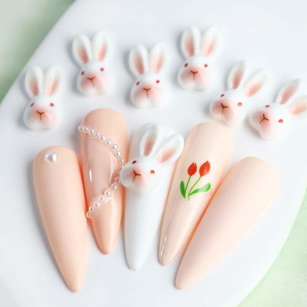 Diy Hiasan Kuku Kelinci Nail Art Drills Dekorasi Kuku Kelinci, DIY Hiasan Kuku Kelinci Nail Art Drills Dekorasi Kuku Kelinci, Manikur Bawah Datar Bahan Resin