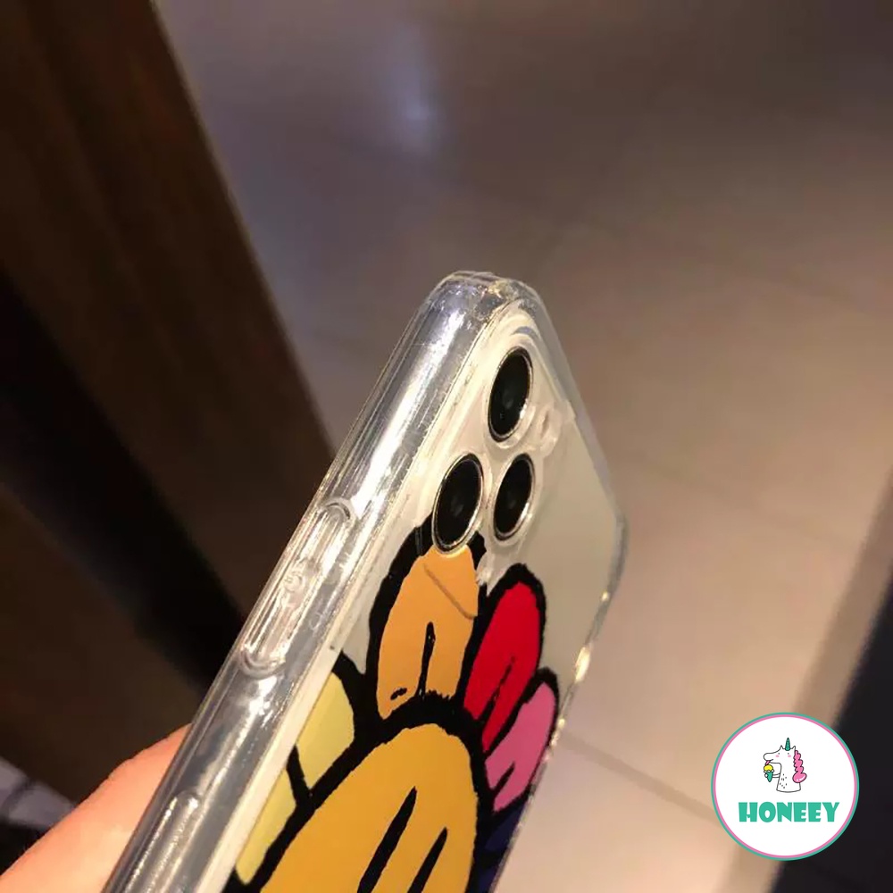 Casing Ponsel Smiley Bunga Warna-Warni Kompatibel Untuk iPhone 14 Pro Max13 12 11 Pro Max Xr Xs 7 8Plus Lembut TPU Transparan Sarung Hp