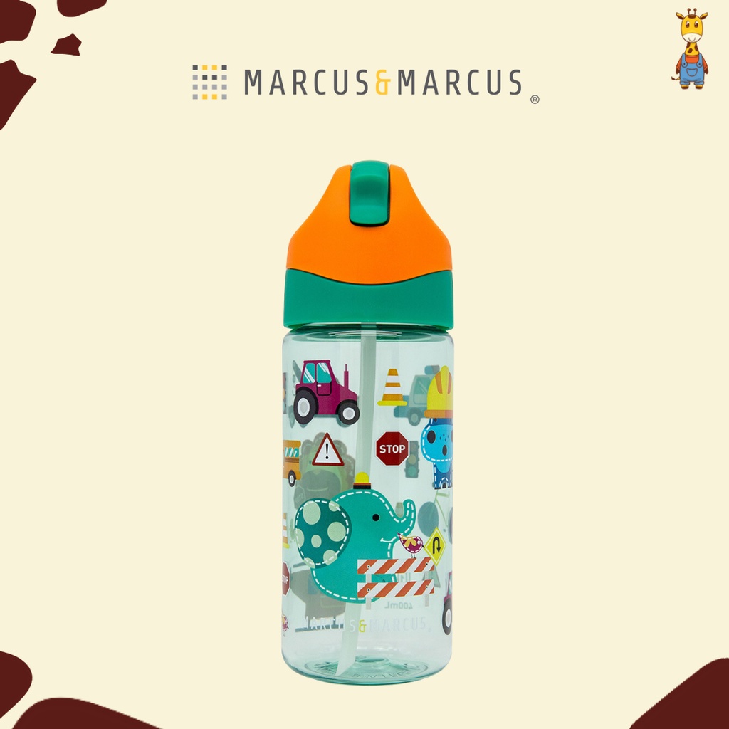 Marcus &amp; Marcus Antibacterial Tritan Straw Bottle 400ml - Tempat Minum Anak