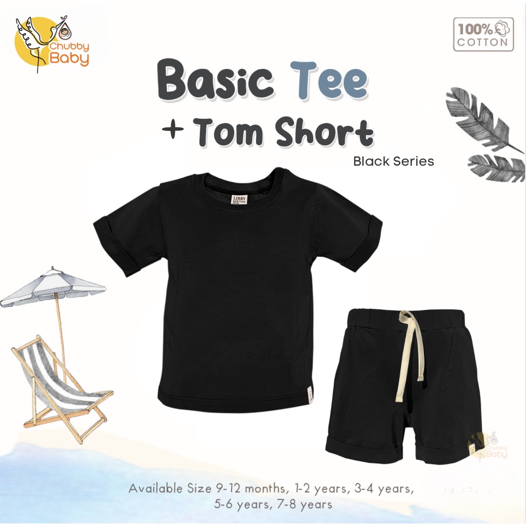 Libby - Basic Cotton Tee and Tom Short Black Series| Setelan Pendek Anak