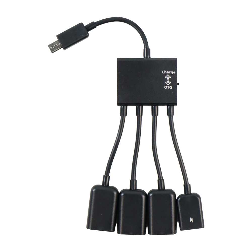 Kabel Cabang Multifunction Micro USB OTG Hub 4 in 1 Data Cable & Charge