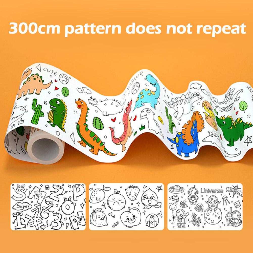 

1 Roll Stiker Kertas Mewarnai Anak Tempel Dinding Kertas Gambar Dinosaurus Drawing Paper 300 x 30cm