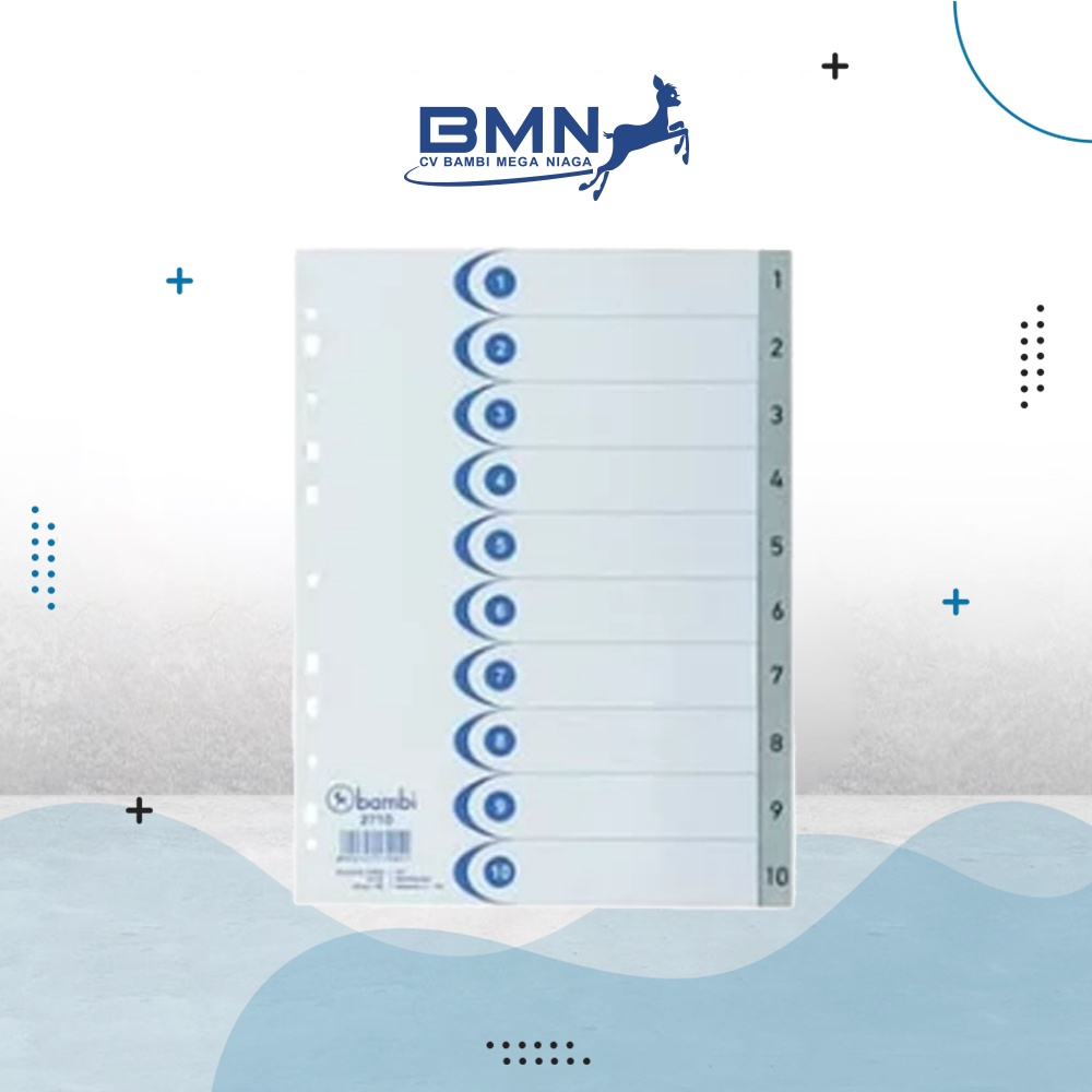 

Bambi Isi Binder A4 Divider & Indexes Pembatas Kertas Binder Edisi Numberic Index 1-10 with Multiholes Rigid - 2710