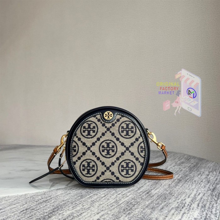 TAS TORY BURCH T Monogram Jacquard Moon Royal Navy TB 88168 Camera Bag VS