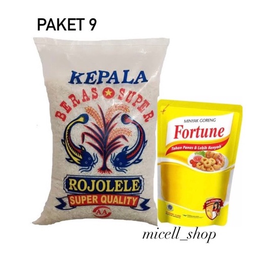 

Murah! PAKET 9 Paket sembako Beras 5 liter & minyak 1 liter