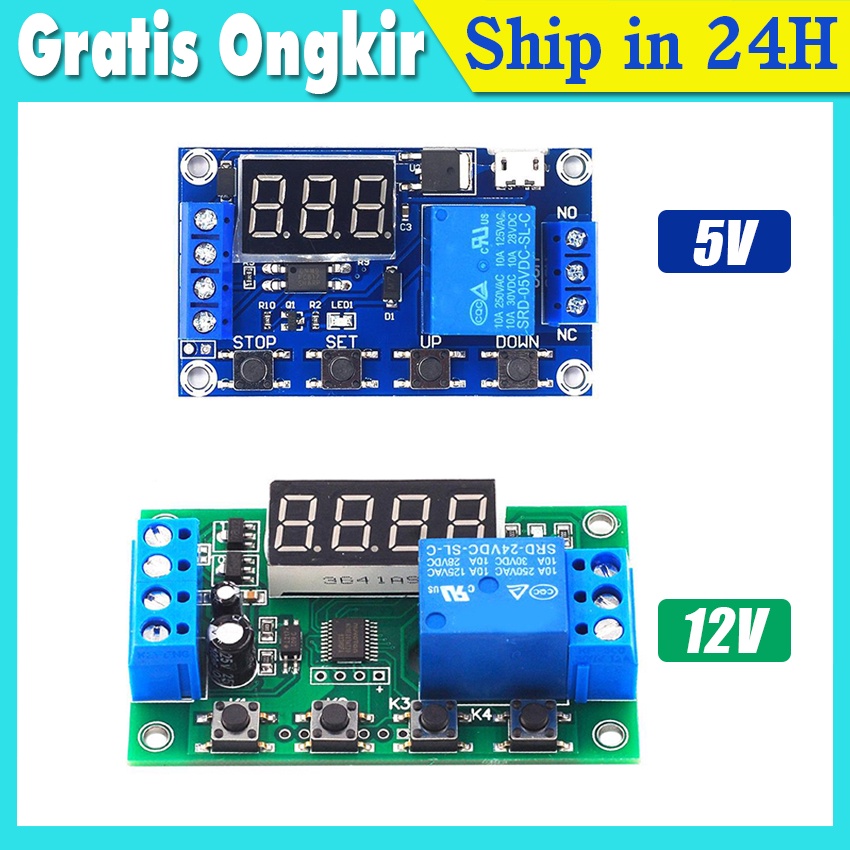 Relay Timer Display Modul Relay Delay Timer DC 5V 12V 5A Adjustable Delay Time Module Switch Control