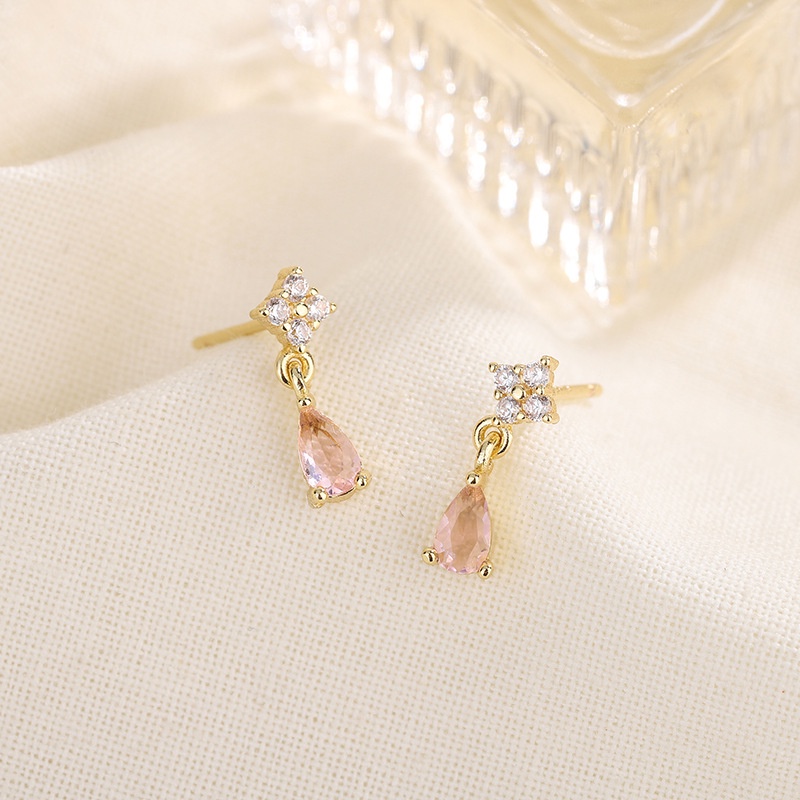 Anting Tetesan Air Sederhana Gaya Zircon Prancis