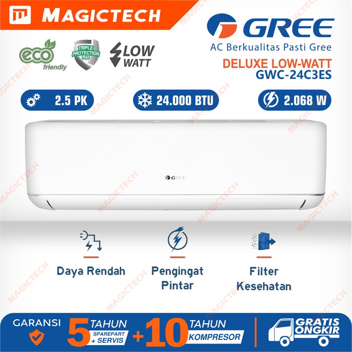 AC GREE Low Watt 2.5 PK (2,5 PK) GWC-24C3ES AC SPLIT R32 C3ES