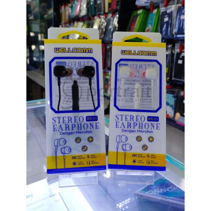 * Headset Handsfree Stereo BS-01 Wellcomm Earphone