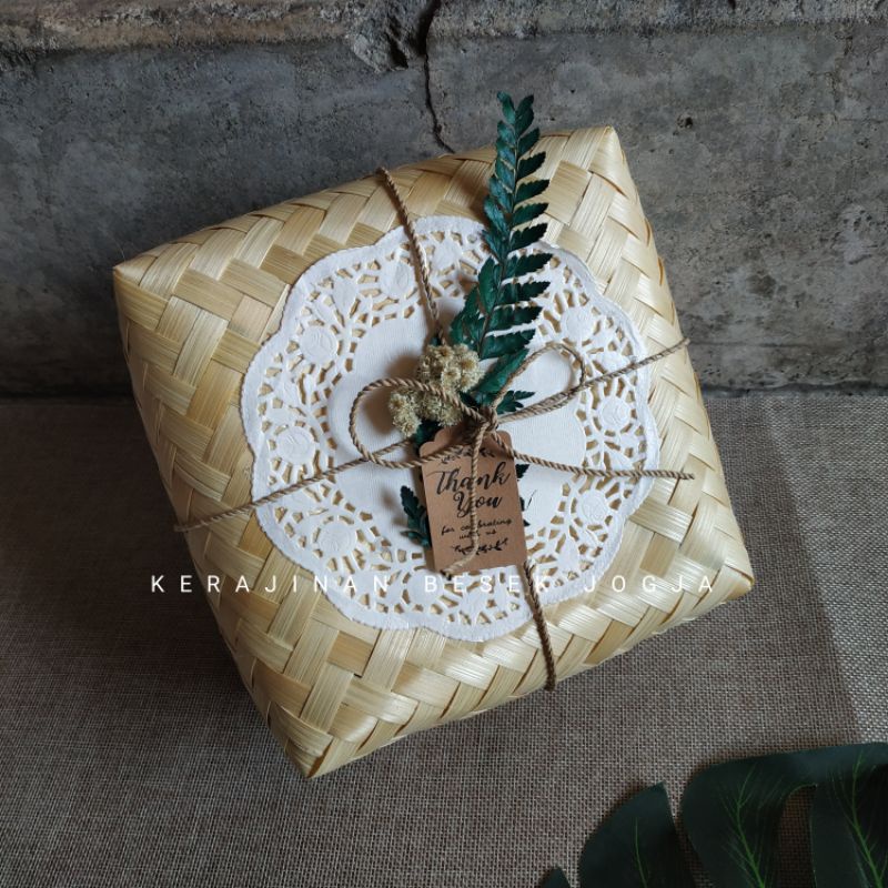 Anyaman  bambu SEPASANG BESEK BLICING RUSTIC 15/18/20/22/25cm besek bersih anyaman bambu besek kekin