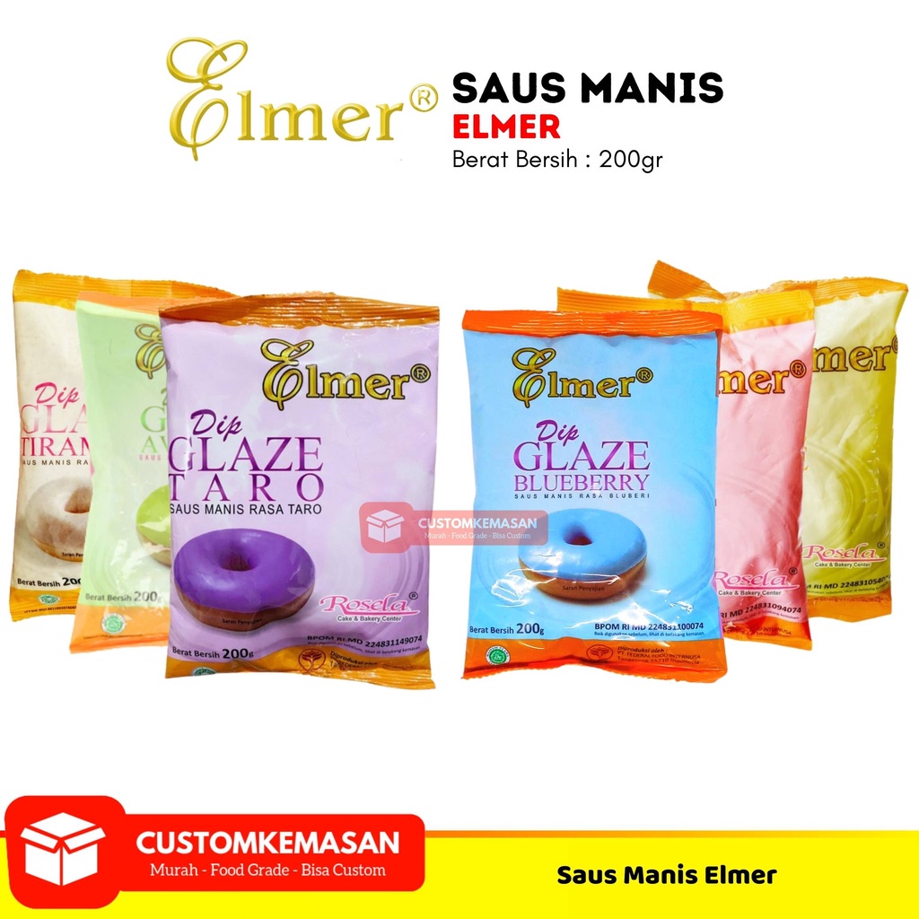 

Elmer Dip Glaze / Saus Manis Elmer Dip Glaze / Elmer Dip Glaze Saus Manis 200gr / Toping Donat / Saus Donat / Selai Donat