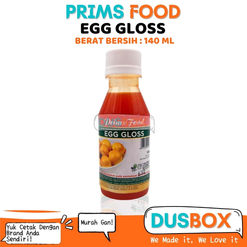 

Primsfood Egg Gloss 140ml / Pengganti Kuning Telur / Olesan Nastar / Olesan Kue Kering