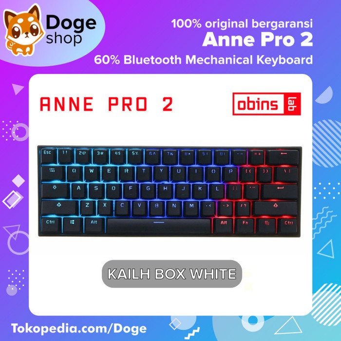 Anne Pro 2 Mechanical Keyboard 60% Wireless Bluetooth (alt. gk61 rk61) - BLK-BoxWhite
