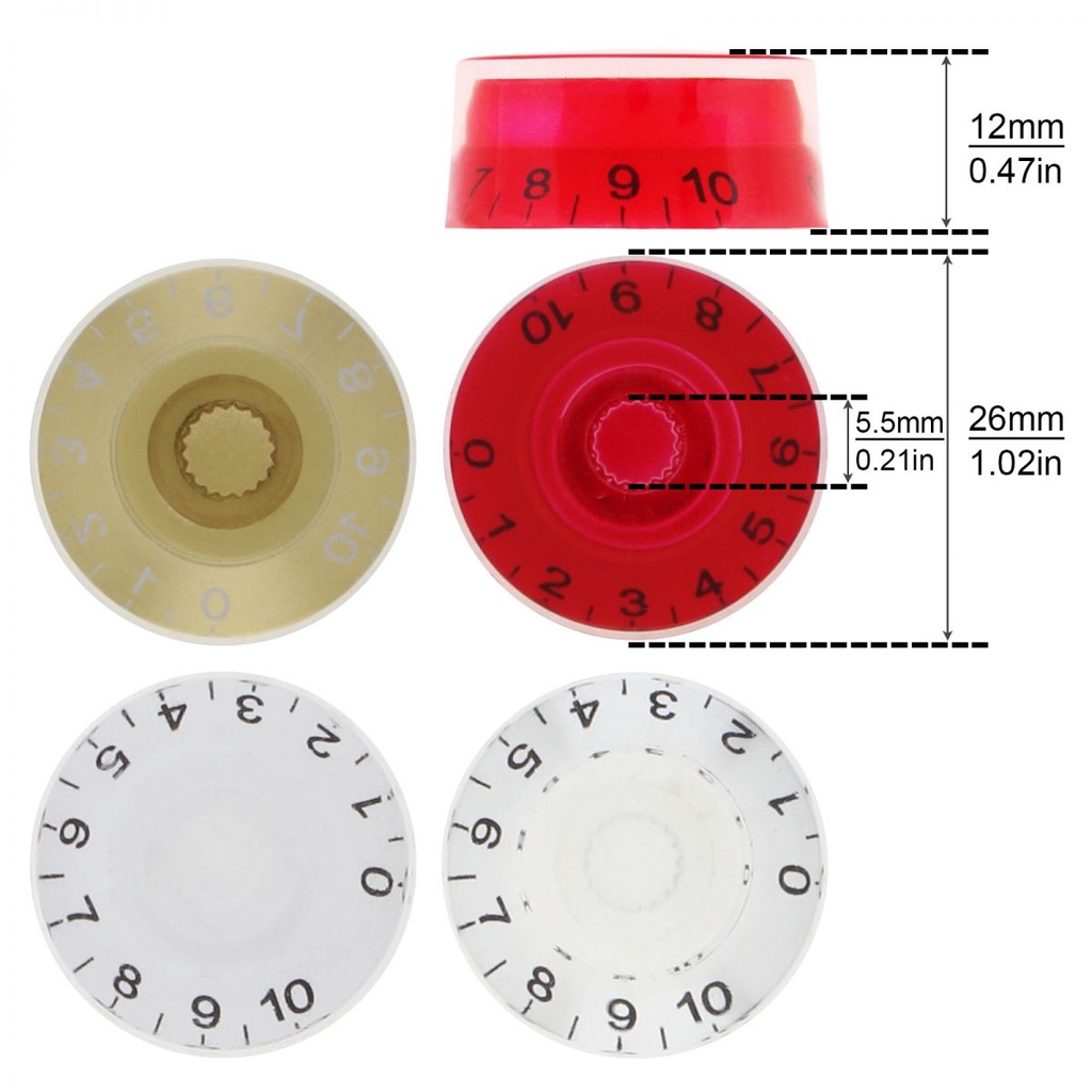 4warna Pilihan Top Hat Speed Volume Tone Control Knob Tombol Volume Pengganti Cocok Untuk LP Bass Gitar Elektrik