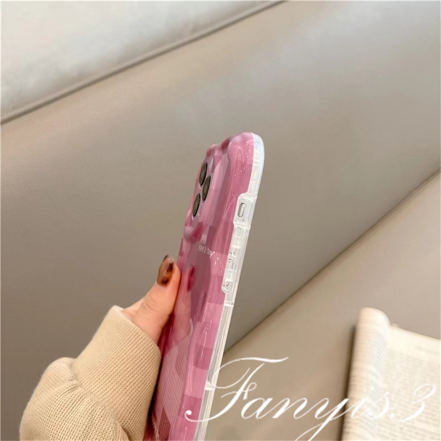 Compatible For IPhone 14 13 12 11 Pro Max X XR Xs Max 8 7 6s Plus SE 2020 Kompatibel Untuk Rose Pink Check Gelombang Casing Ponsel TPU Silicon Lembut Cover Pelindung