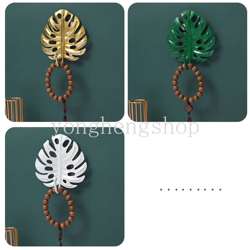 Nordic Ins Style Leaf Shaped Hook Self-adhesive Logam Dinding Dipasang Kunci Kait Gantungan Baju Dekorasi Kamar Organizer Rumah Rak Penyimpanan