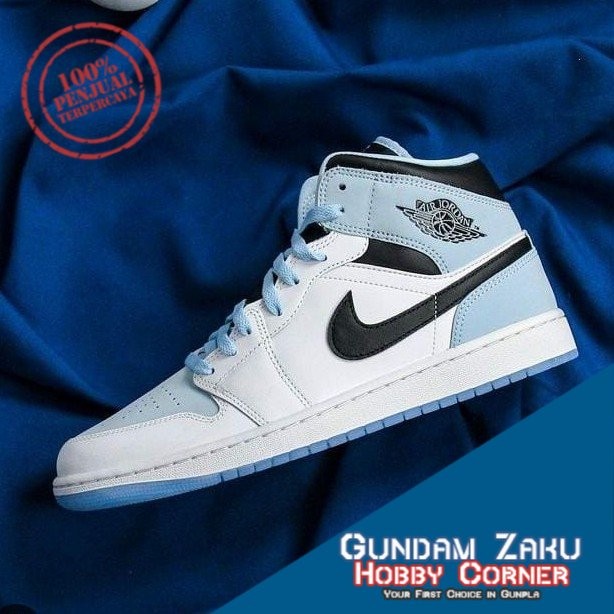 AIR JORDAN 1 MID ICE BLUE AUTHENTIC ORIGINAL sepatu sneakers