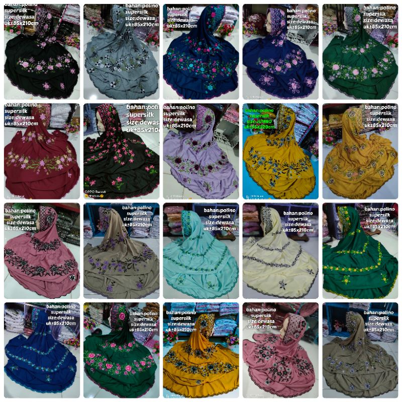 [Ready] Mukenah Wanita Dewasa Mukena Polino Full Warna Lengkap Dewasa Terusan Lajuran Bordir √ A73 /