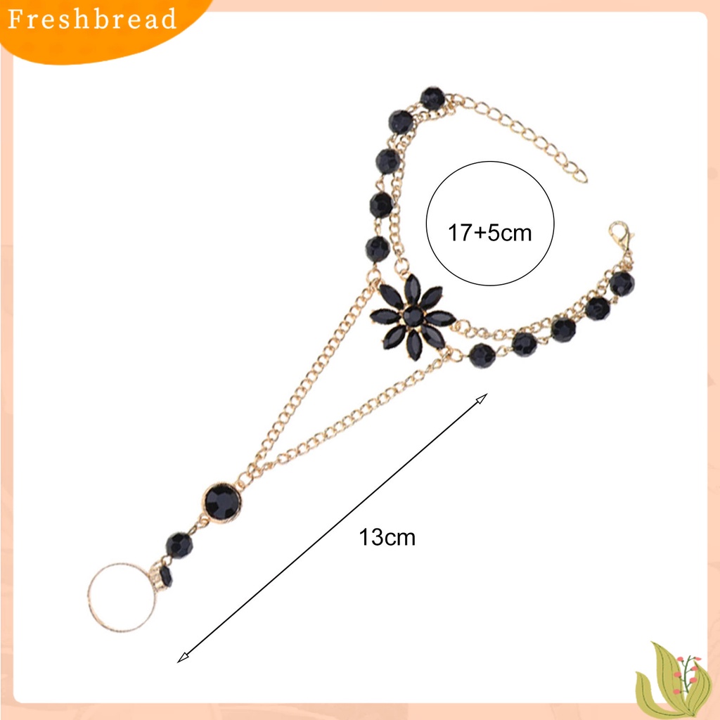 &lt; Freshbread &gt; Bentuk Bunga Mewah Tangan Harness Gelang Wanita Adjustable Jari Cincin Gelang Fashion Perhiasan