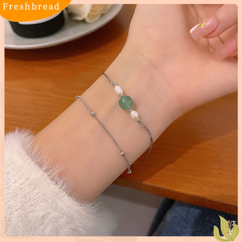 &lt; Freshbread &gt; Wanita Gelang Double-layers Gaya Cina Dainty Retro Faux Chalcedony Ladies Bangle Perhiasan Aksesoris