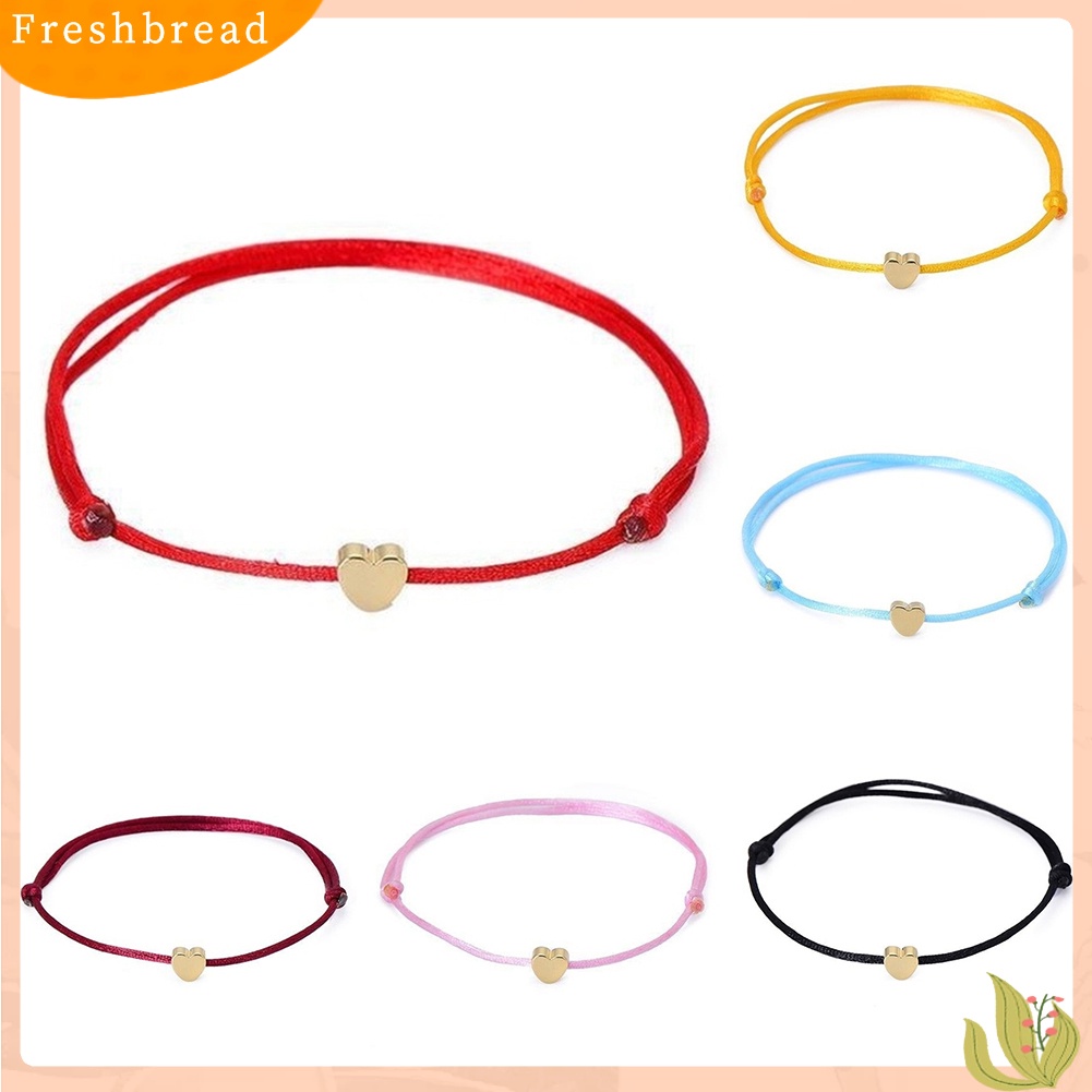 &lt; Freshbread &gt; Fashion Wanita Jantung Pesona Tali Beruntung Gelang Bangle Adjustable Perhiasan Hadiah