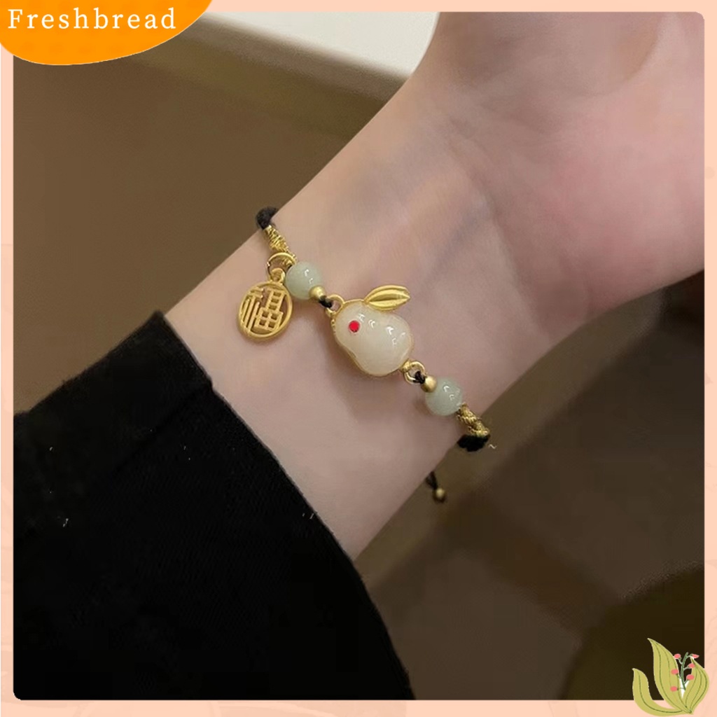 &lt; Freshbread &gt; Wanita Gelang Buatan Tangan Tali Yang Dapat Disesuaikan Pengerjaan Halus Prospek Yang Baik Maskot Pesona Tanda Berkah Multi-Gaya Zodiak Kelinci Beruntung Dikepang Strand Bracelet