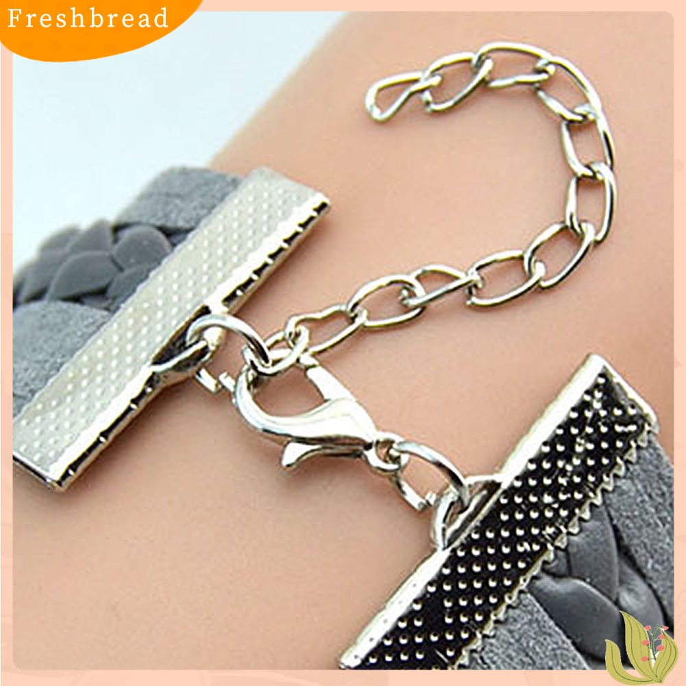 &lt; Freshbread &gt; Unisex Multilayer Infinity Owl Hope Charm Handmade Gelang Cuff Kulit Bangle