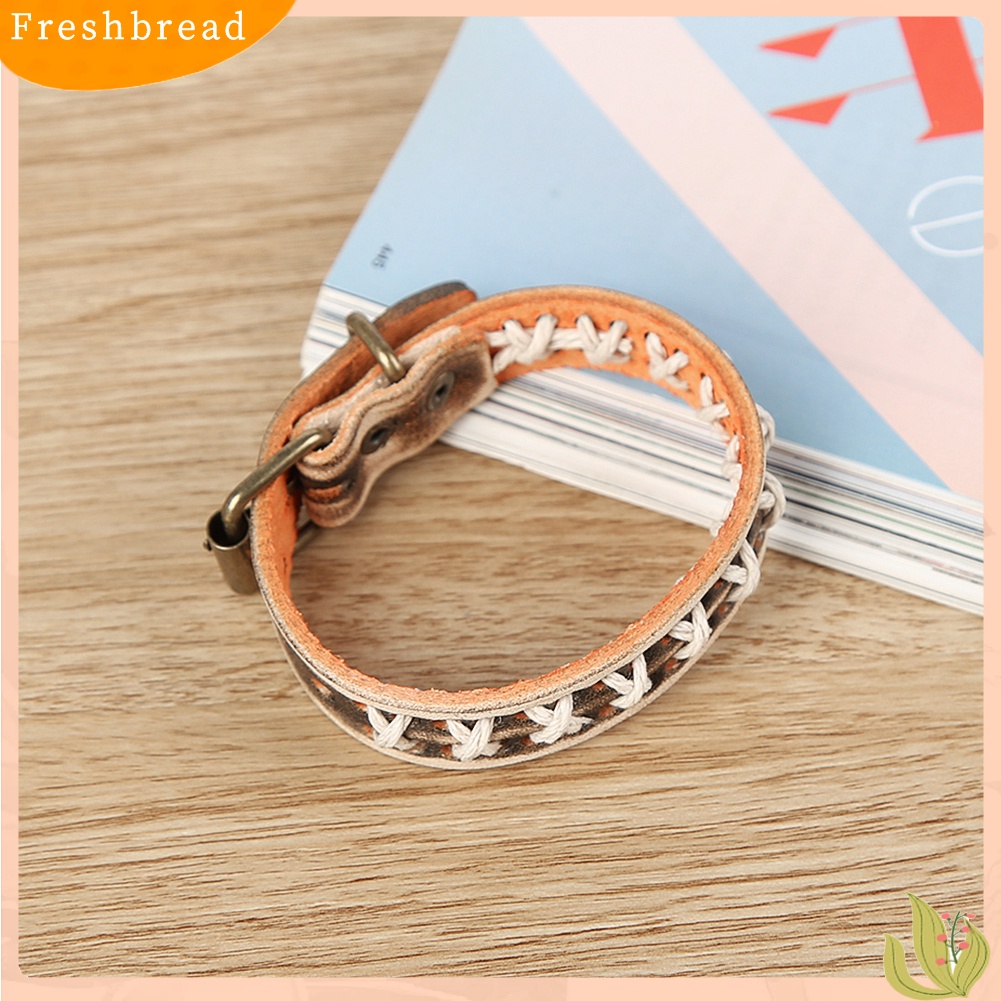 &lt; Freshbread &gt; Unisex Rajut Tali Kulit Gesper Gelang Punk Antik Gelang Cuff Bangle