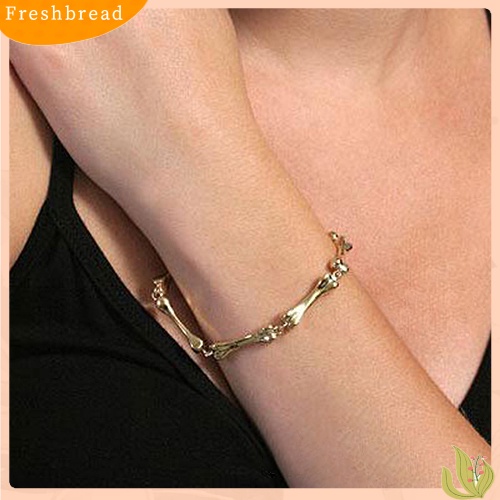 &lt; Freshbread &gt; Fashion Wanita Gothic Punk Keren Unik Tulang Alloy Bangle Gelang Perhiasan