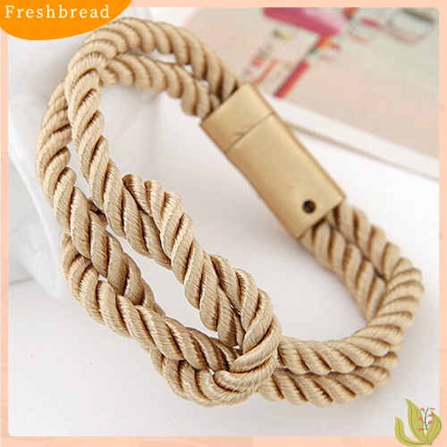 &lt; Freshbread &gt; Gelang Rantai Tali Kepang Wanita Pria Dengan ic Clasp Bow Charm Bangle