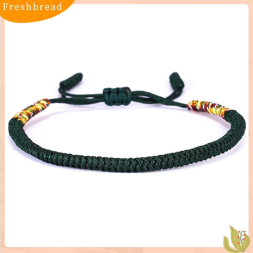 &lt; Freshbread &gt; Wanita Pria Buatan Tangan Simpul Dikepang Tali Gelang Adjustable Beruntung Bangle Perhiasan