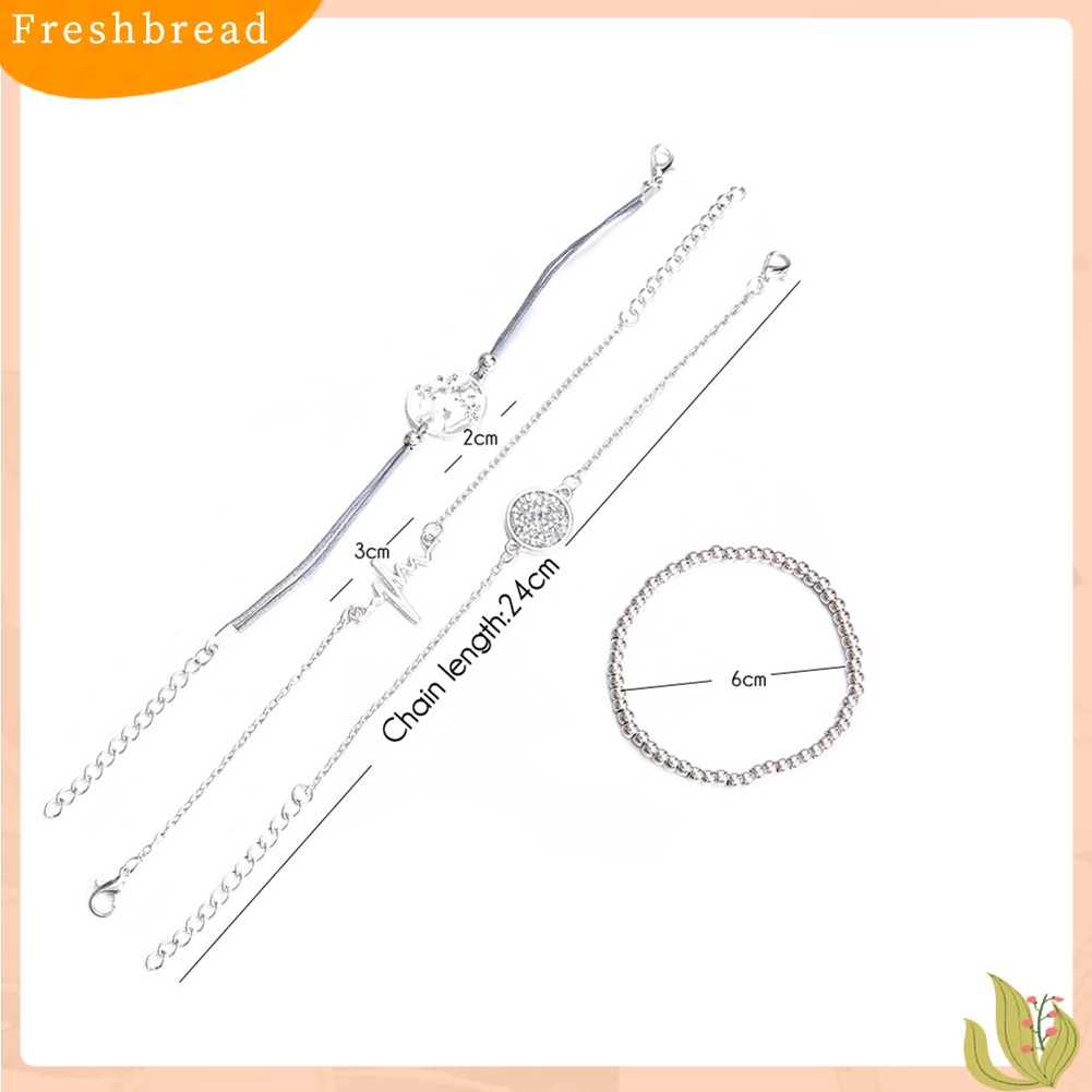 &lt; Freshbread &gt; 4Pcs/Set Wanita Fashion Berongga Bumi Detak Jantung Manik-Manik Perhiasan Pesona Rantai Gelang